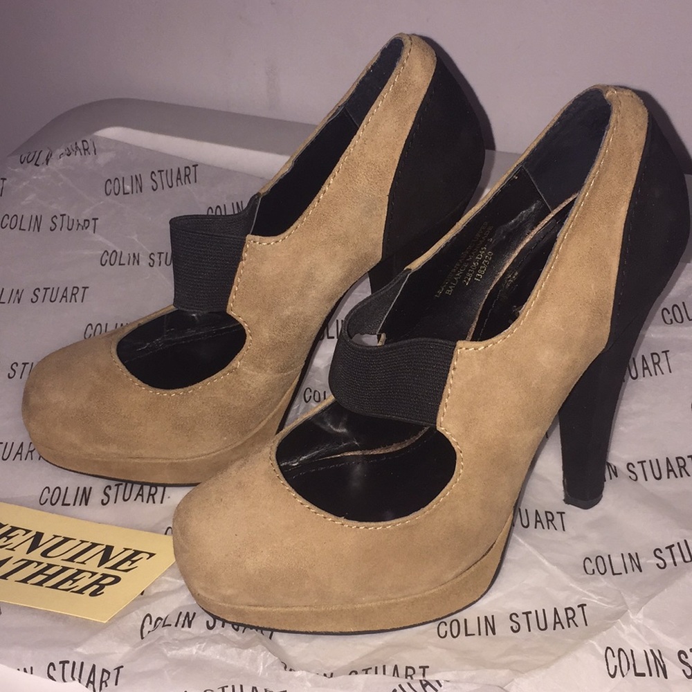 Colin Stuart Heels Leather Size 5 New in box Tan